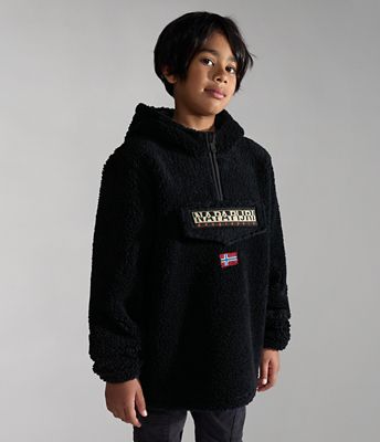 Sweat à capuche en molleton à fermeture demi-zippée Burgee (10-16 ANS) | Napapijri