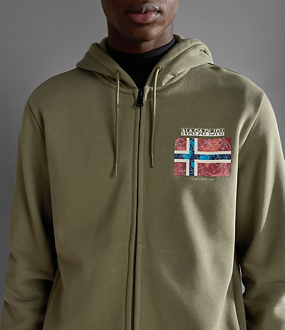 Geographical Norway Hombre Sudadera con capucha con cremallera y 2  bolsillos con logo estampado negro gris