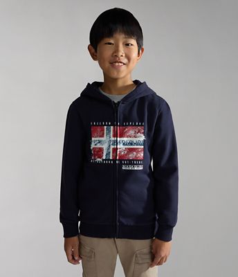 Brunt sweater met capuchon en volledige rits (4-16 JAAR) | Napapijri